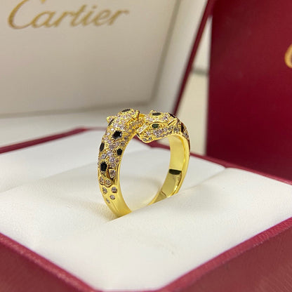 [Resenly Jewelry]PANTHERE DOUBLE HEADED FULL DIAMOND  RING