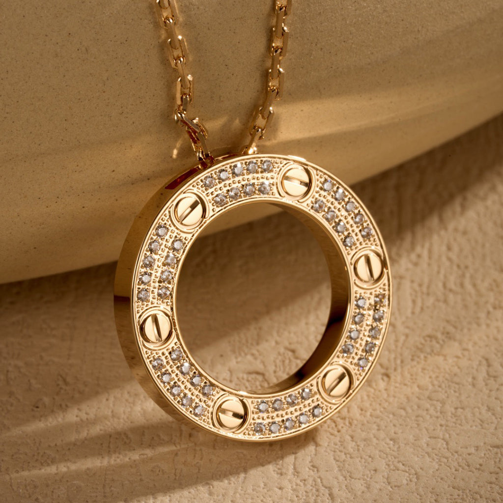[Resenly Jewelry]LOVE NECKLACE 16MM  FULL DIAMOND