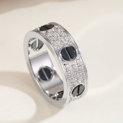 [Resenly Jewelry]LOVE RING 5.5MM DIAMONDS PAVED CERAMIC