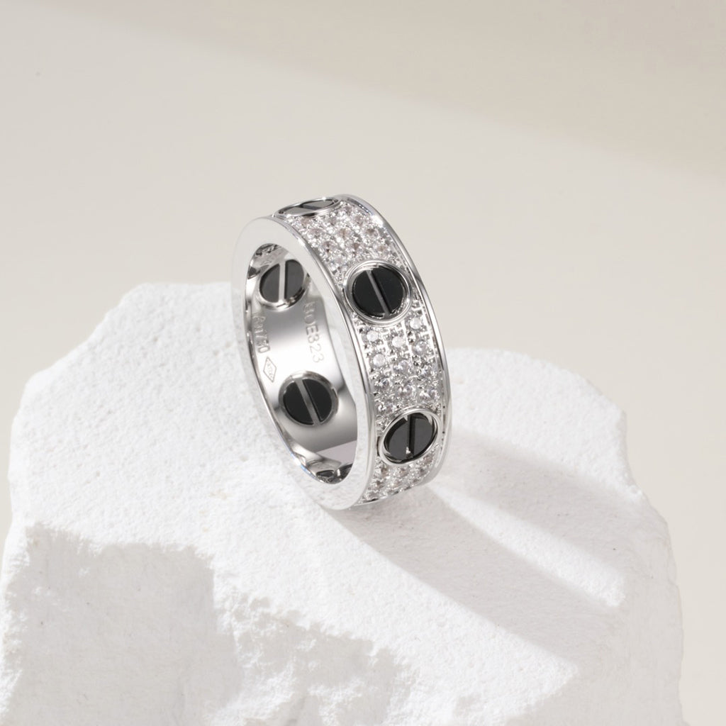 [Resenly Jewelry]LOVE RING 5.5MM DIAMONDS PAVED CERAMIC