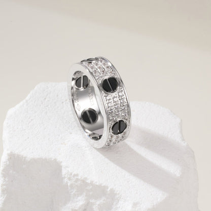 [Resenly Jewelry]LOVE RING 5.5MM DIAMONDS PAVED CERAMIC