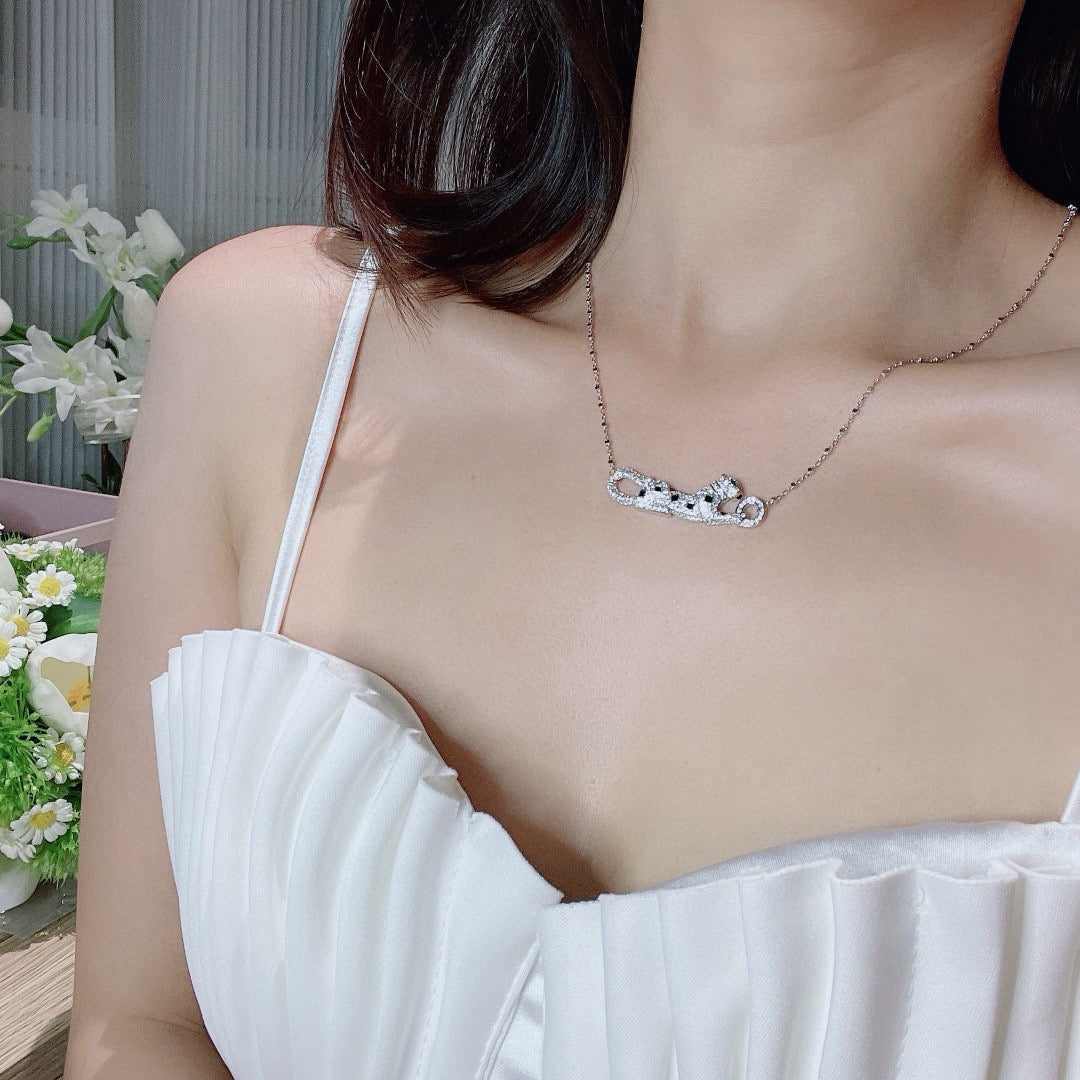 [Resenly Jewelry]PANTHERE PAVED DIAMOND NECKLACE
