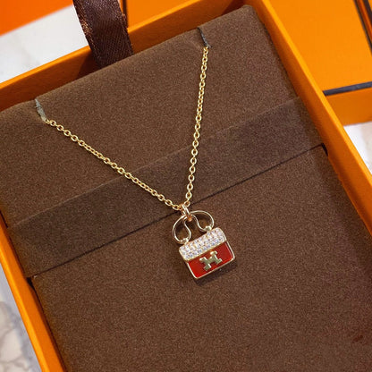 [Resenly Jewelry]CONSTANCE RED PEDANT PINK GOLD NECKLACE