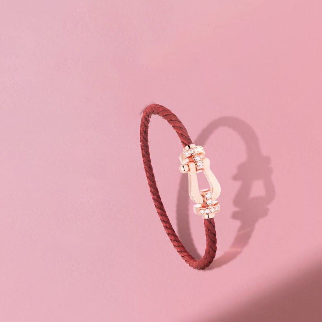 [Resenly Jewelry]FORCE 10 HALF DIAMOND PINK GOLD RED CORDERI LARGE AND MEDIUM MODEL