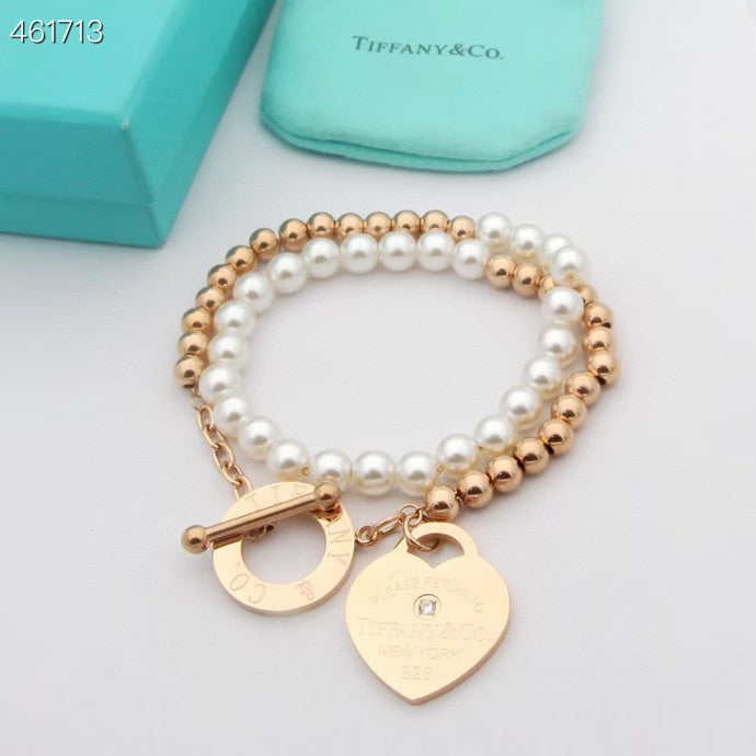 [Resenly Jewelry]RETURN TO TIF HEART TAF BEAD PEARL BRACELET