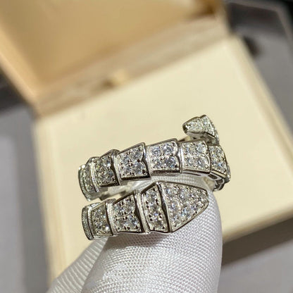 [Resenly Jewelry]SERPENTI DOUBLE RING SILVER DIAMOND PAVED