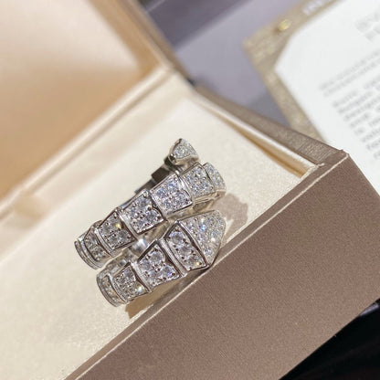 [Resenly Jewelry]SERPENTI DOUBLE RING SILVER DIAMOND PAVED