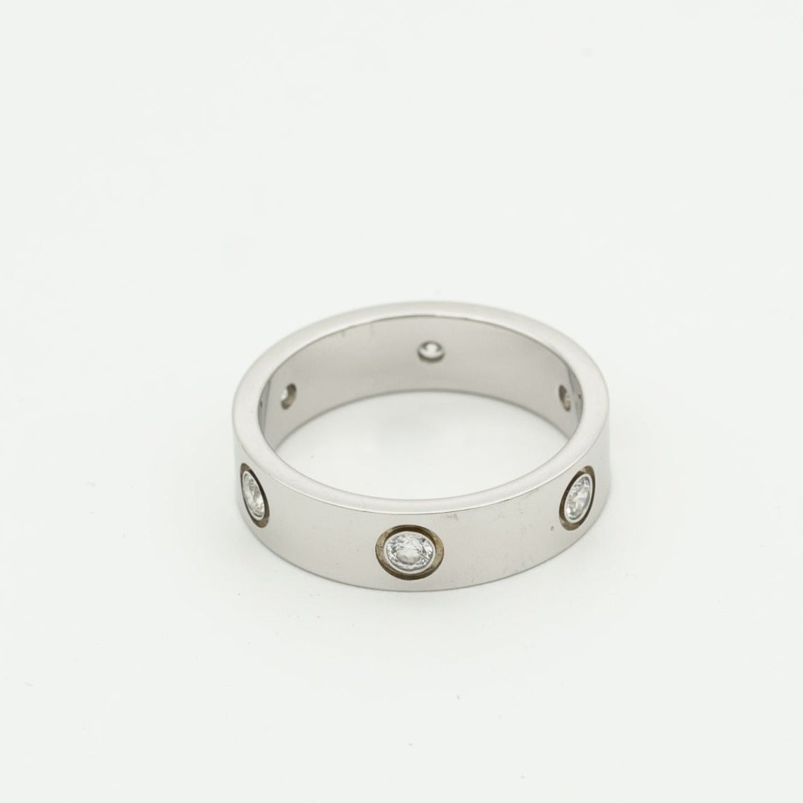 [Resenly Jewelry]ラブリング 5.5MM 6ダイヤモンド シルバー