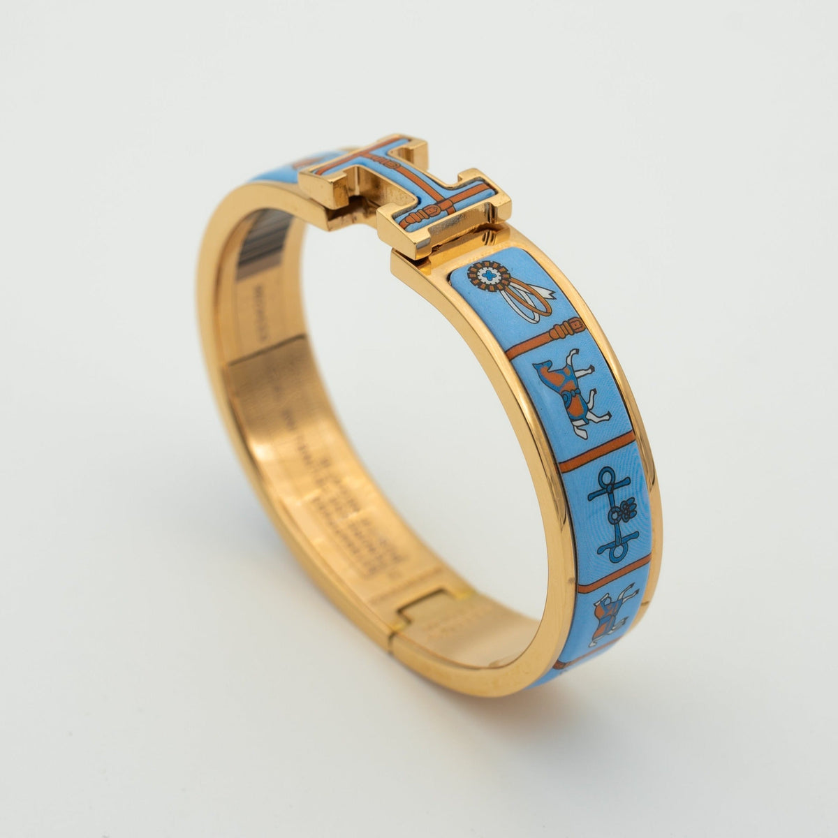 [Resenly Jewelry]H ピンクゴールドブレスレット ブルーセラミック