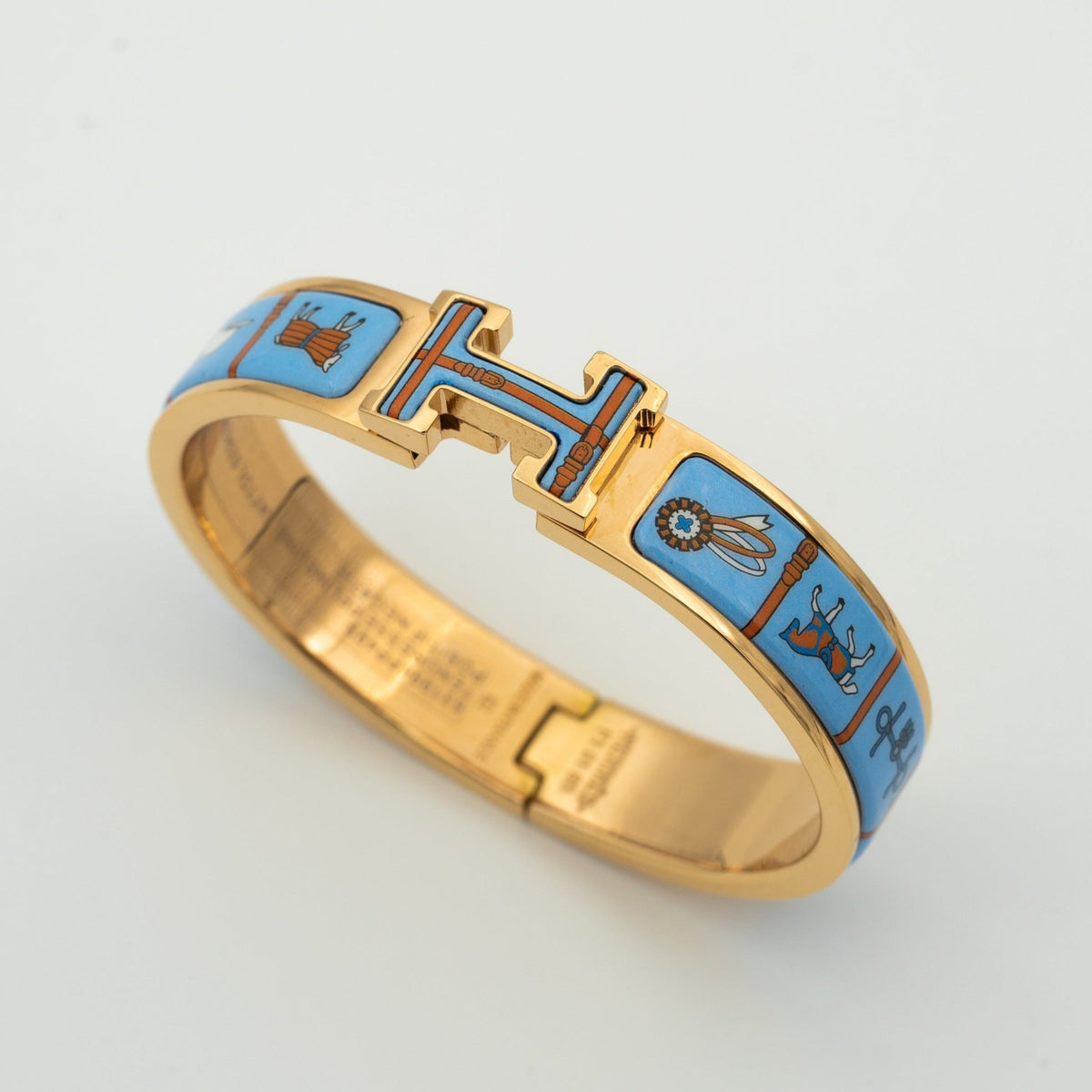 [Resenly Jewelry]H ピンクゴールドブレスレット ブルーセラミック