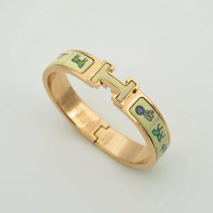 [Resenly Jewelry]H PINK GOLD BRACELET CREAM CERAMIC