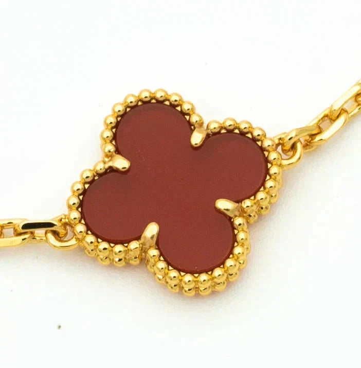 [Resenly Jewelry] CLOVER 5 MOTIF RED CORNELIAN BRACELET COLLECTION