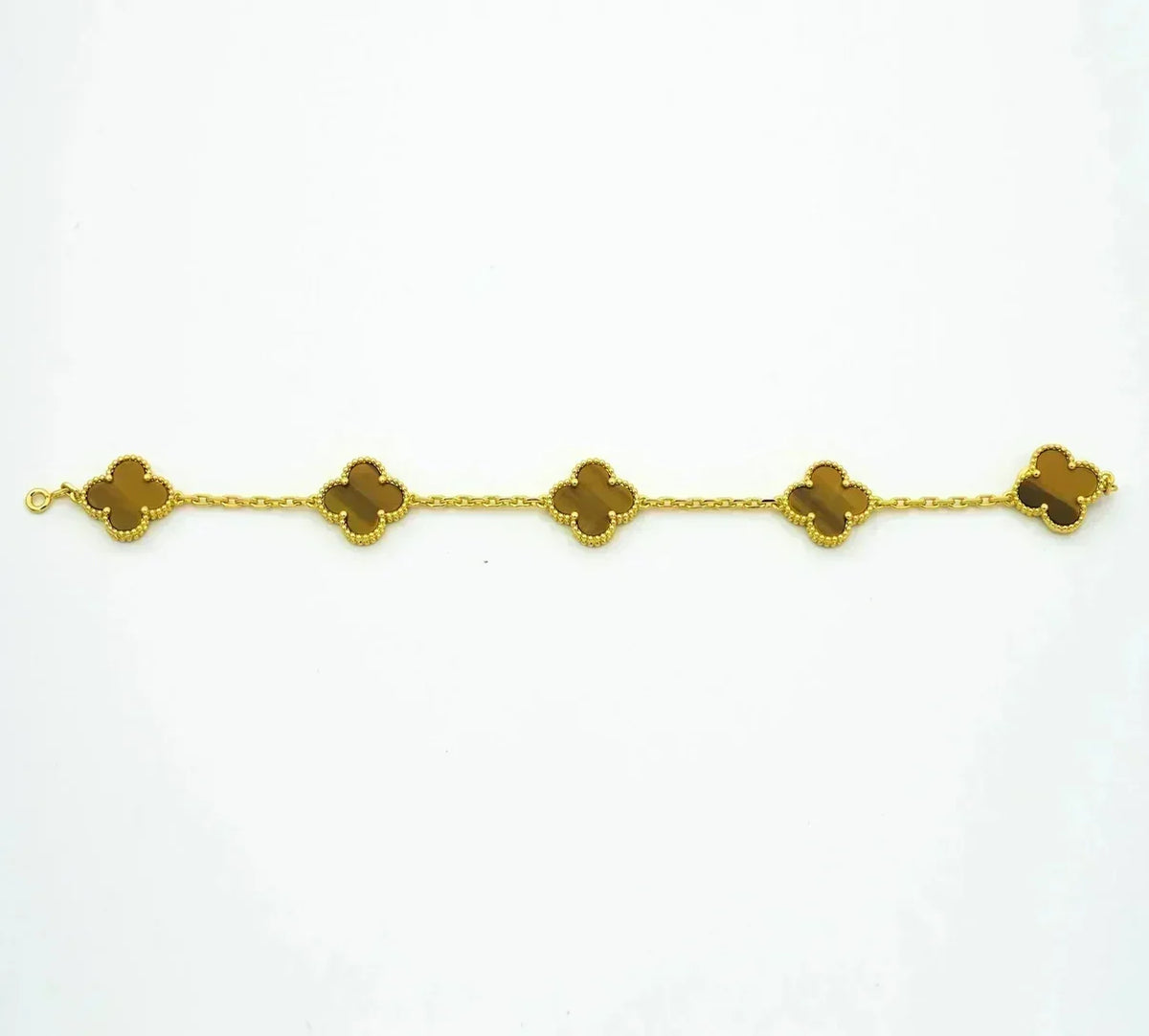 [Resenly Jewelry] クローバー 5モチーフ タイガーアイ ブレスレットコレクション