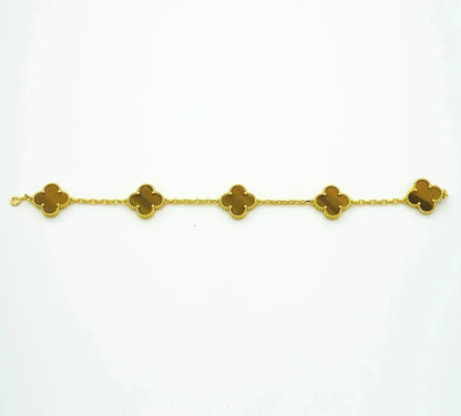 [Resenly Jewelry] クローバー 5モチーフ タイガーアイ ブレスレットコレクション