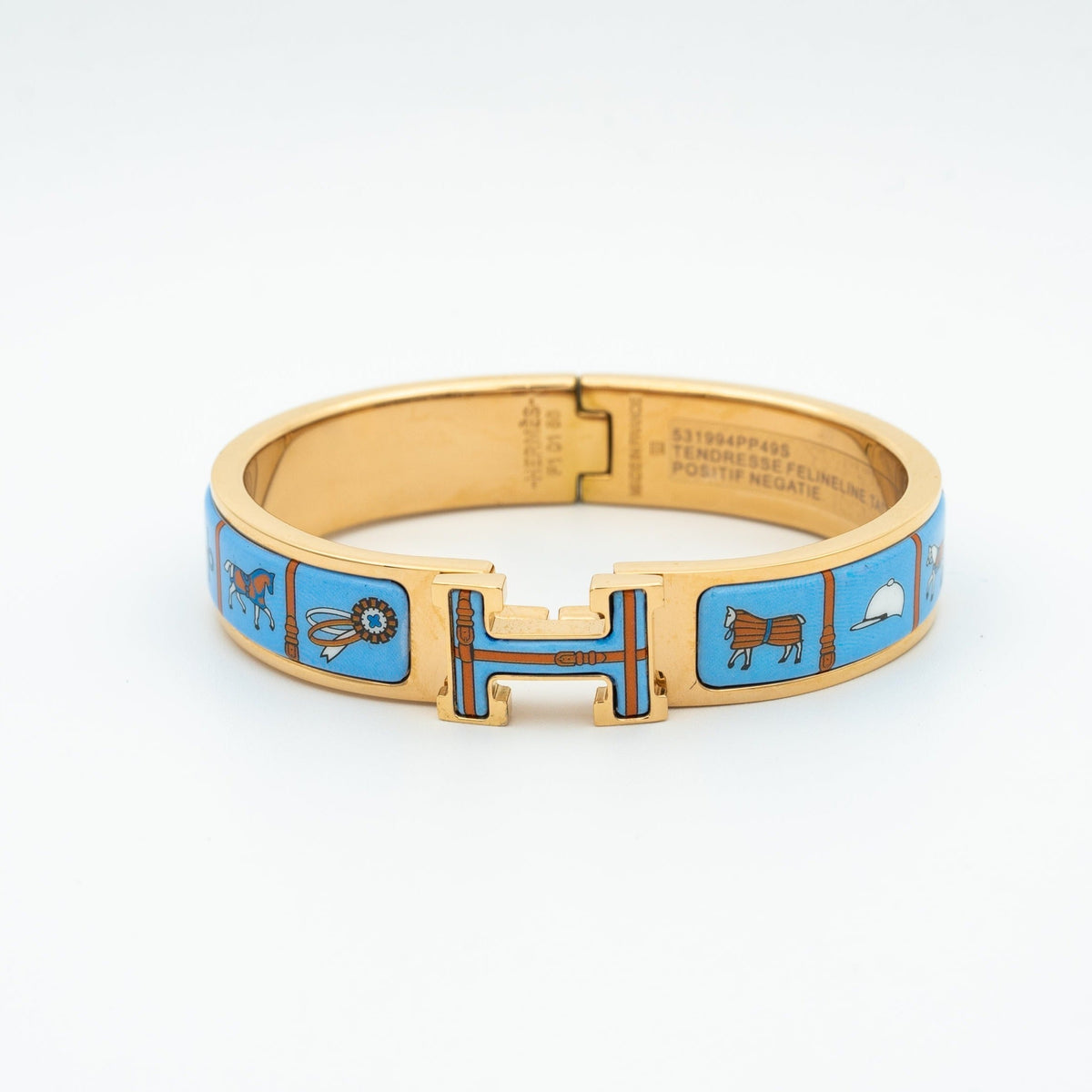 [Resenly Jewelry]H ピンクゴールドブレスレット ブルーセラミック