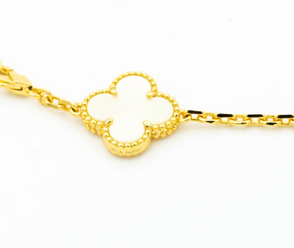 [Resenly Jewelry] クローバーブレスレット 5モチーフ オニキス マザーオブパール