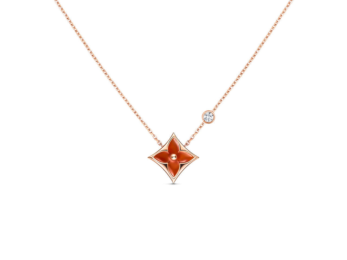 [Resenly Jewelry]STAR NECKLACE PINK GOLD 1 DIAMOND