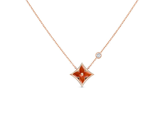 [Resenly Jewelry]STAR NECKLACE PINK GOLD 1 DIAMOND