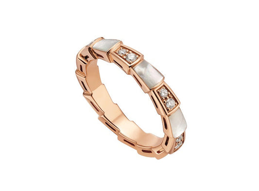 [Resenly Jewelry]セルペンティ リング ピンクゴールド ダイヤモンド マザーオブパール 3mm