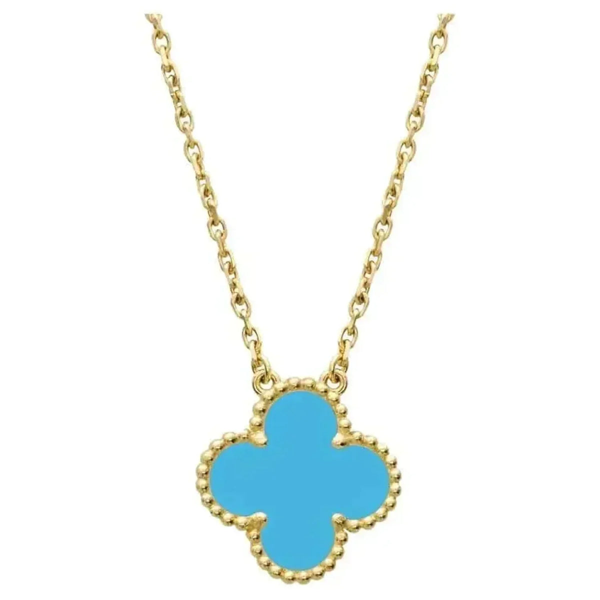 [Resenly Jewelry]CLOVER 15MM VINTAGE TURQUOISE NECKLACE