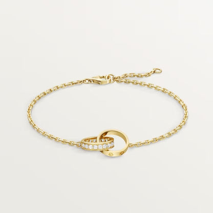 [Resenly Jewelry]LOVE ダブルリング ハーフダイヤモンド ブレスレット