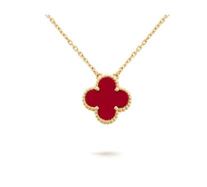 [Resenly Jewelry]CLOVER 15MM CARNELIAN SINGLE FLOWER NECKLACE