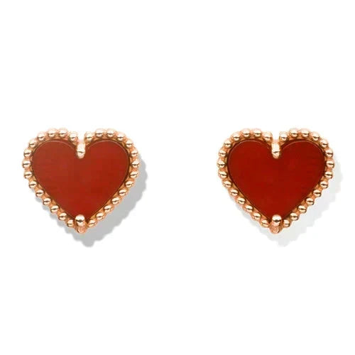 [Resenly Jewelry]HEART CARNELIAN STUD EARRINGS
