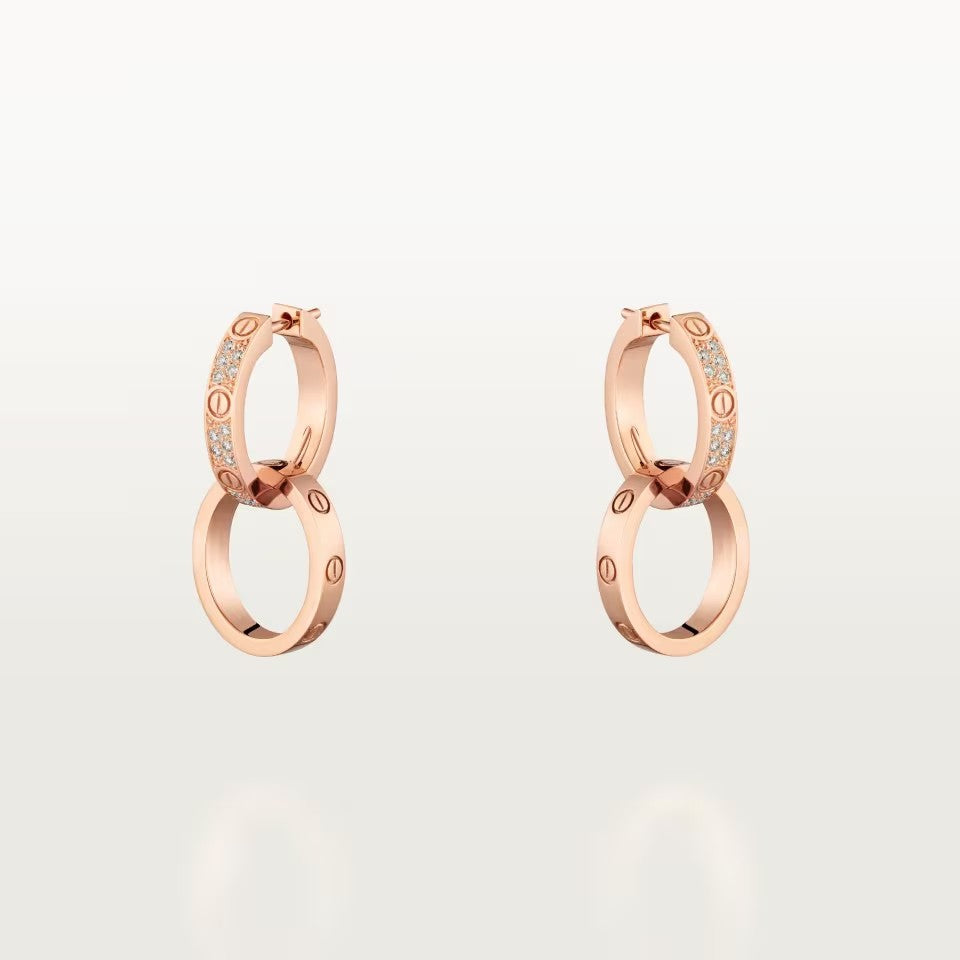 [Resenly Jewelry]LOVE 3.3MM DANGLE HALF DIAMOND EARRINGS