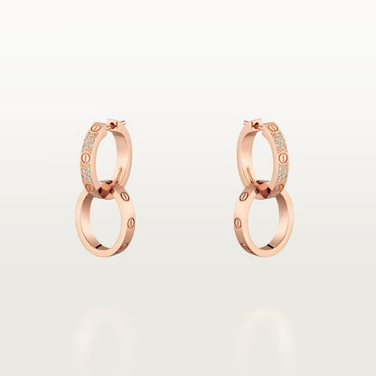 [Resenly Jewelry]LOVE 3.3MM DANGLE HALF DIAMOND EARRINGS