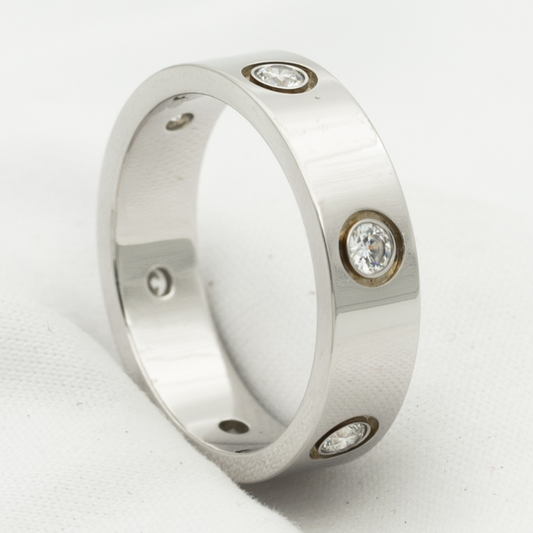 [Resenly Jewelry]ラブリング 5.5MM 6ダイヤモンド シルバー