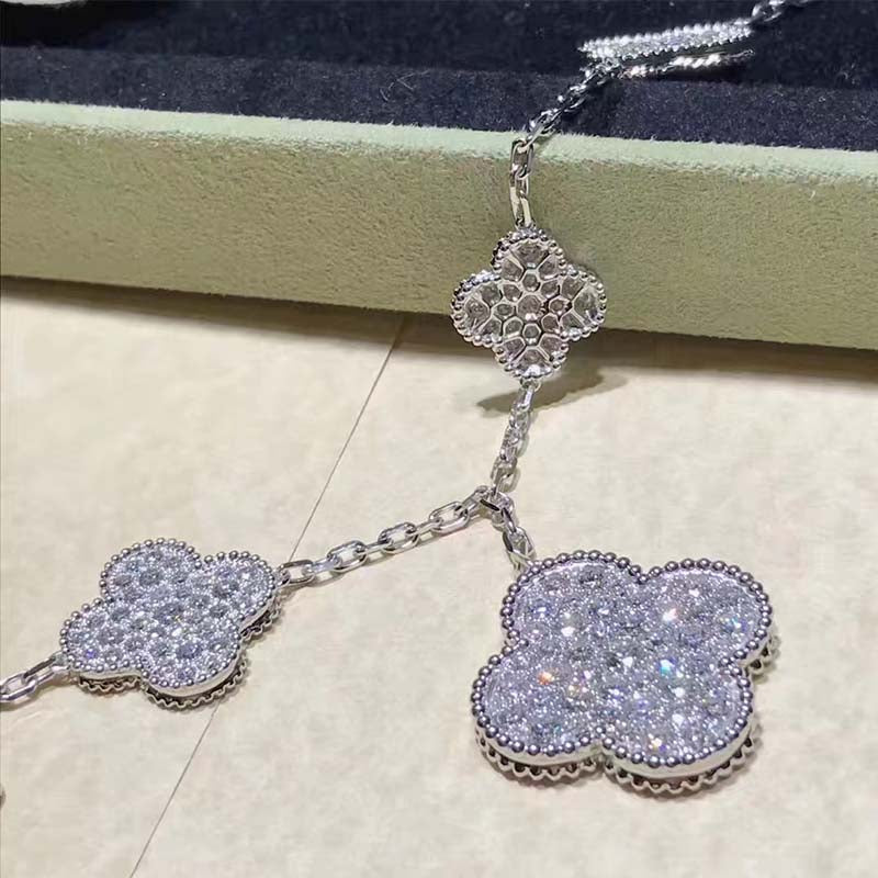 [Resenly Jewelry]CLOVER 6 MOTIFS SILVER DIAMOND BRACELET