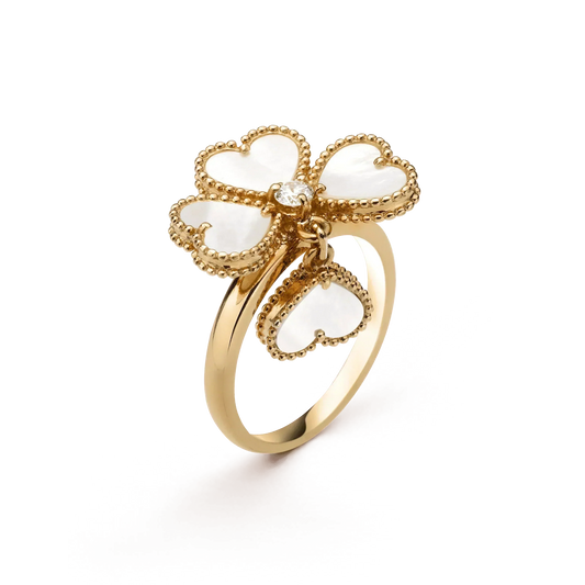[Resenly Jewelry]スウィートクローバー ホワイトMOPリング