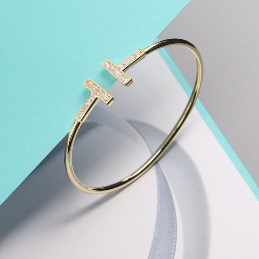 [Resenly Jewelry]T BRACELET 1.8MM GOLD DIAMOND