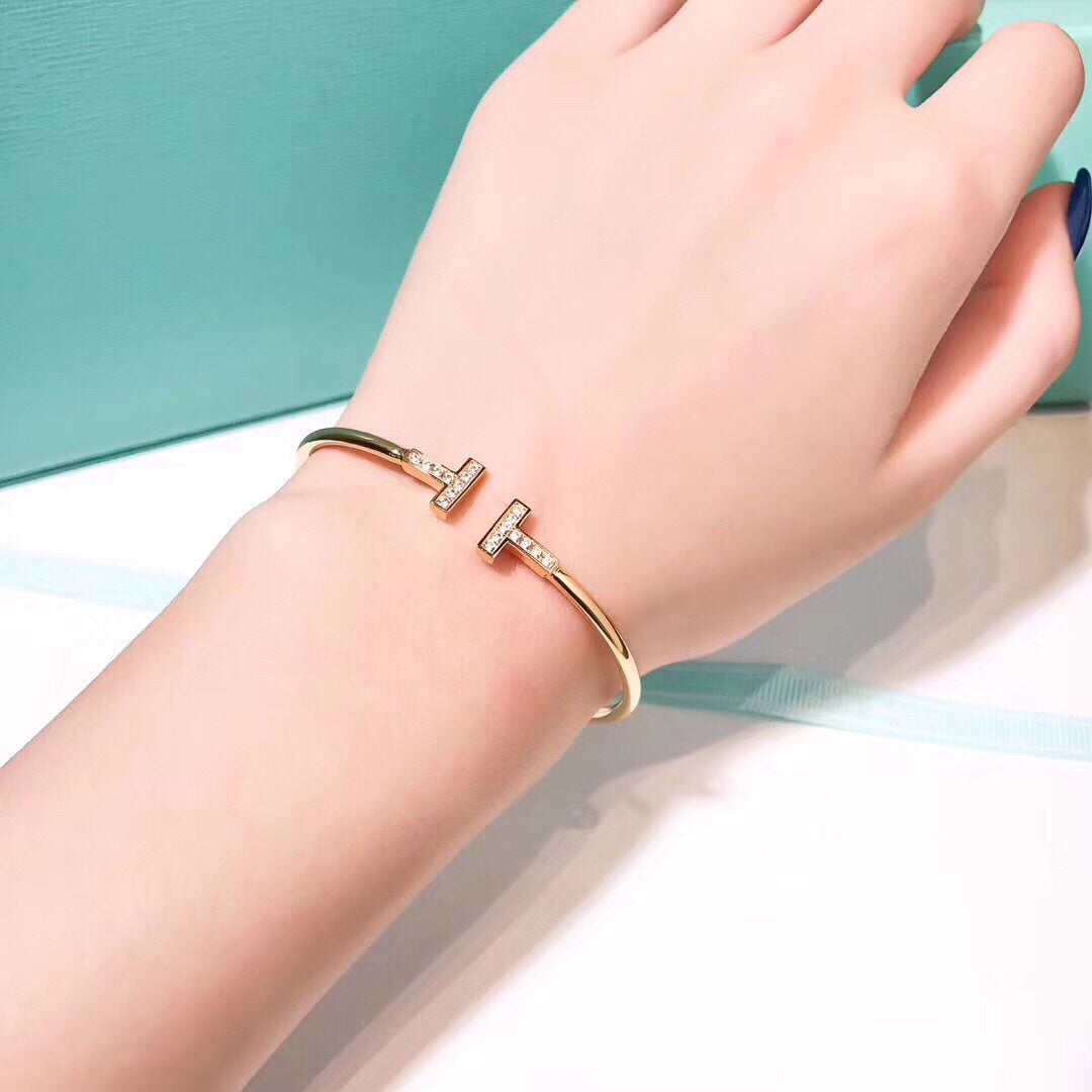 [Resenly Jewelry]T BRACELET 1.8MM GOLD DIAMOND