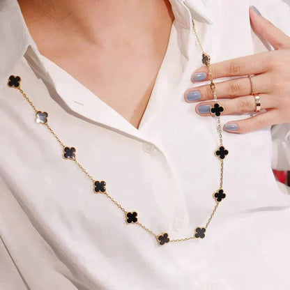 [Resenly Jewelry]CLOVER 20 MOTIFS ONYX NECKLACE