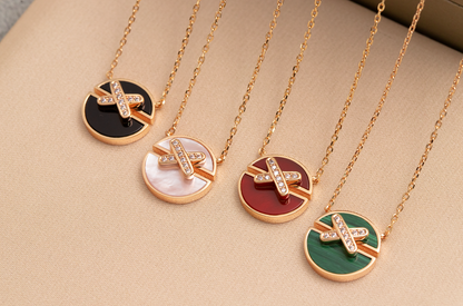 [Resenly Jewelry]JEUX DE PINK GOLD DIAMOND NECKLACE