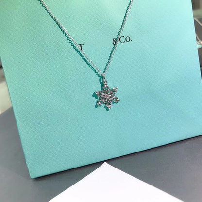 [Resenly Jewelry]STERLING SILVER SNOWFLAKE PENDANT NECKLACE