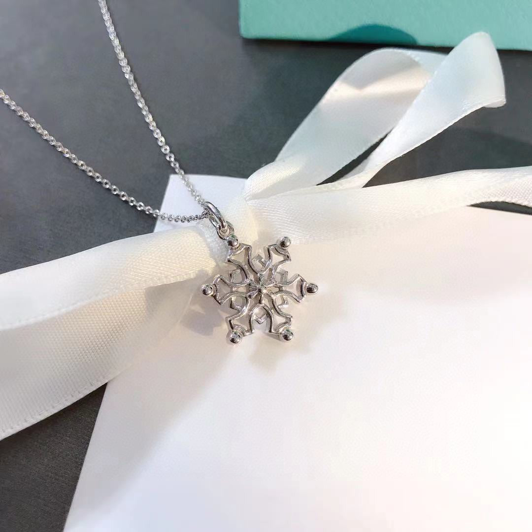 [Resenly Jewelry]STERLING SILVER SNOWFLAKE PENDANT NECKLACE
