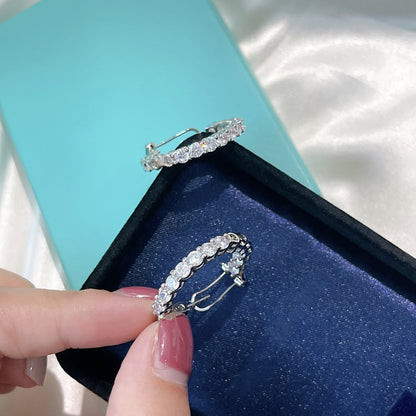 [Resenly Jewelry]SILVER DIAMOND HOOP EARRINGS