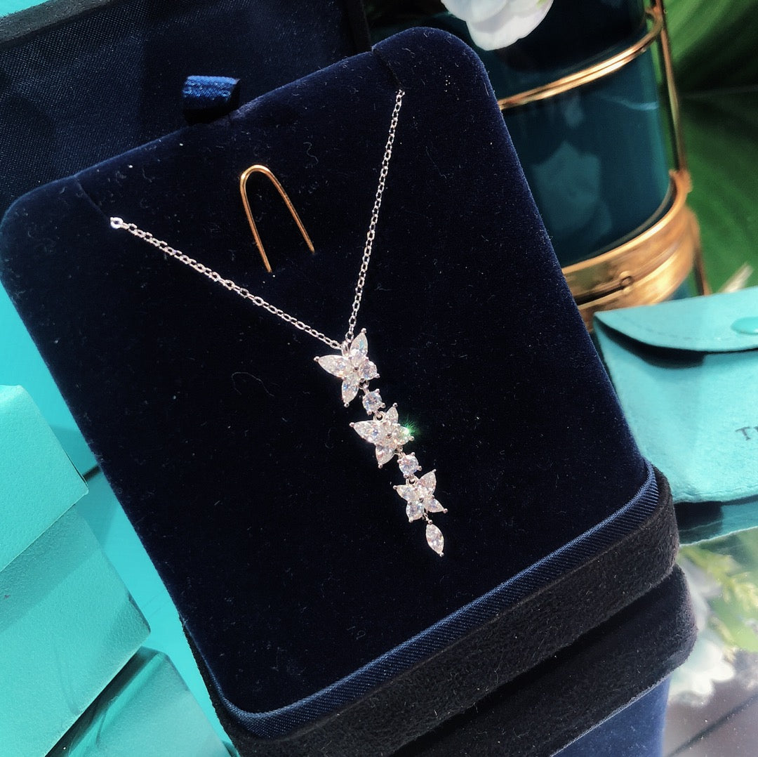 [Resenly Jewelry]MIXED CLUSTER DIAMOND DROP PENDANT