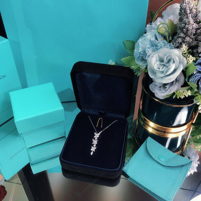 [Resenly Jewelry]MIXED CLUSTER DIAMOND DROP PENDANT