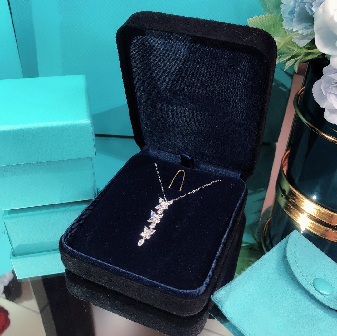 [Resenly Jewelry]MIXED CLUSTER DIAMOND DROP PENDANT