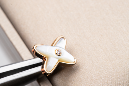 [Resenly Jewelry]JEUX DE WHITE MOP ROSE GOLD DIAMOND EARRINGS