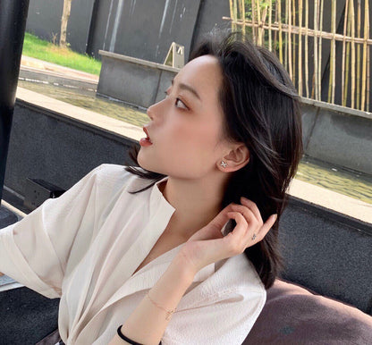 [Resenly Jewelry]JEUX DE WHITE MOP ROSE GOLD DIAMOND EARRINGS