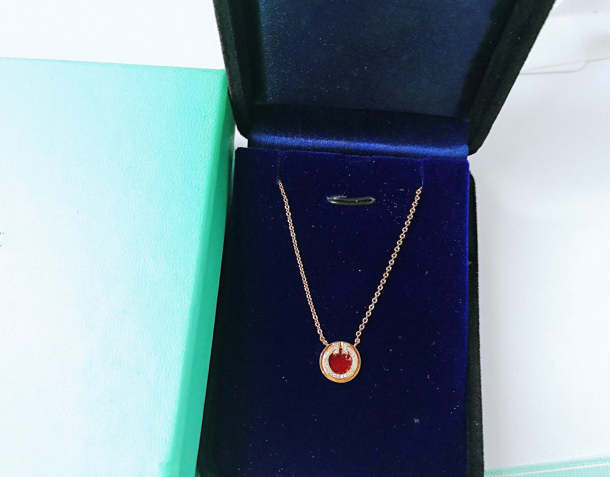 [Resenly Jewelry]DIAMOND AND MOTHER PEARL CIRCLE NECKLACE PENDANT