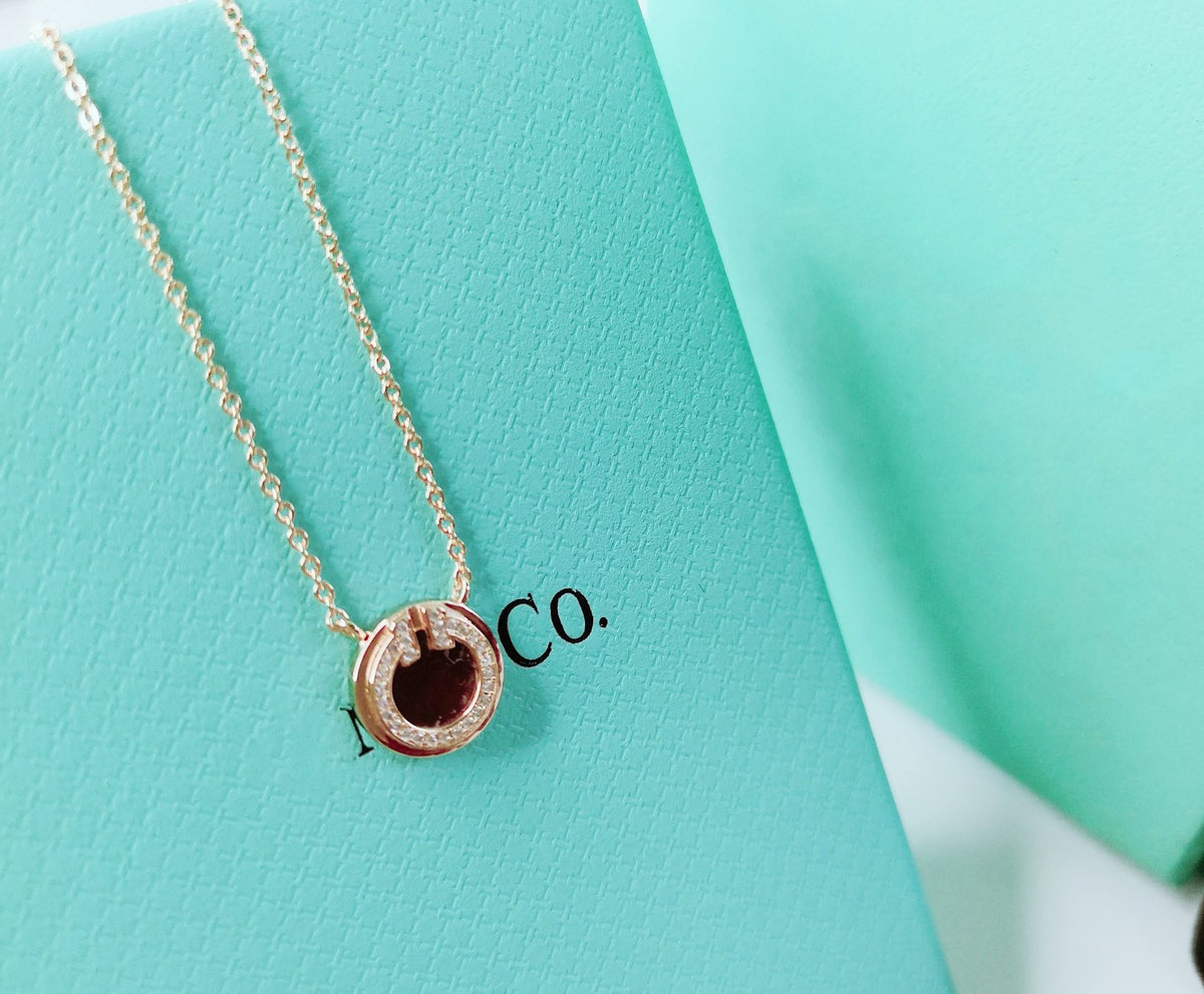 [Resenly Jewelry]DIAMOND AND MOTHER PEARL CIRCLE NECKLACE PENDANT