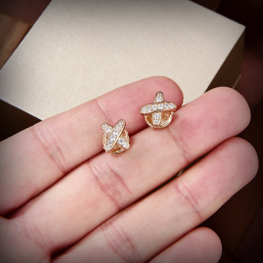 [Resenly Jewelry]JEUX DE GOLD DIAMOND EARRINGS
