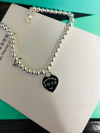 [Resenly Jewelry]LOVE TIFFANY RED HEART TAG BEAD BRACELET