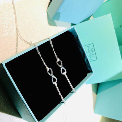 [Resenly Jewelry]SILVER INFINITY DOUBLE CHAIN NECKLACE