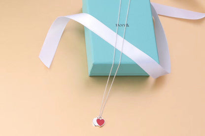[Resenly Jewelry]ダブルハートタグペンダント シルバーミニネックレス